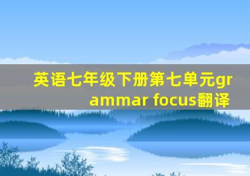 英语七年级下册第七单元grammar focus翻译